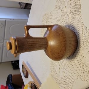 Vtg MCM Rare Brown Stoneware Vase Pitcher Pot Jug USA